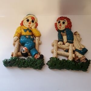 Raggedy Ann and Andy vintage 1977. Wall deco. By Bob Merrill.